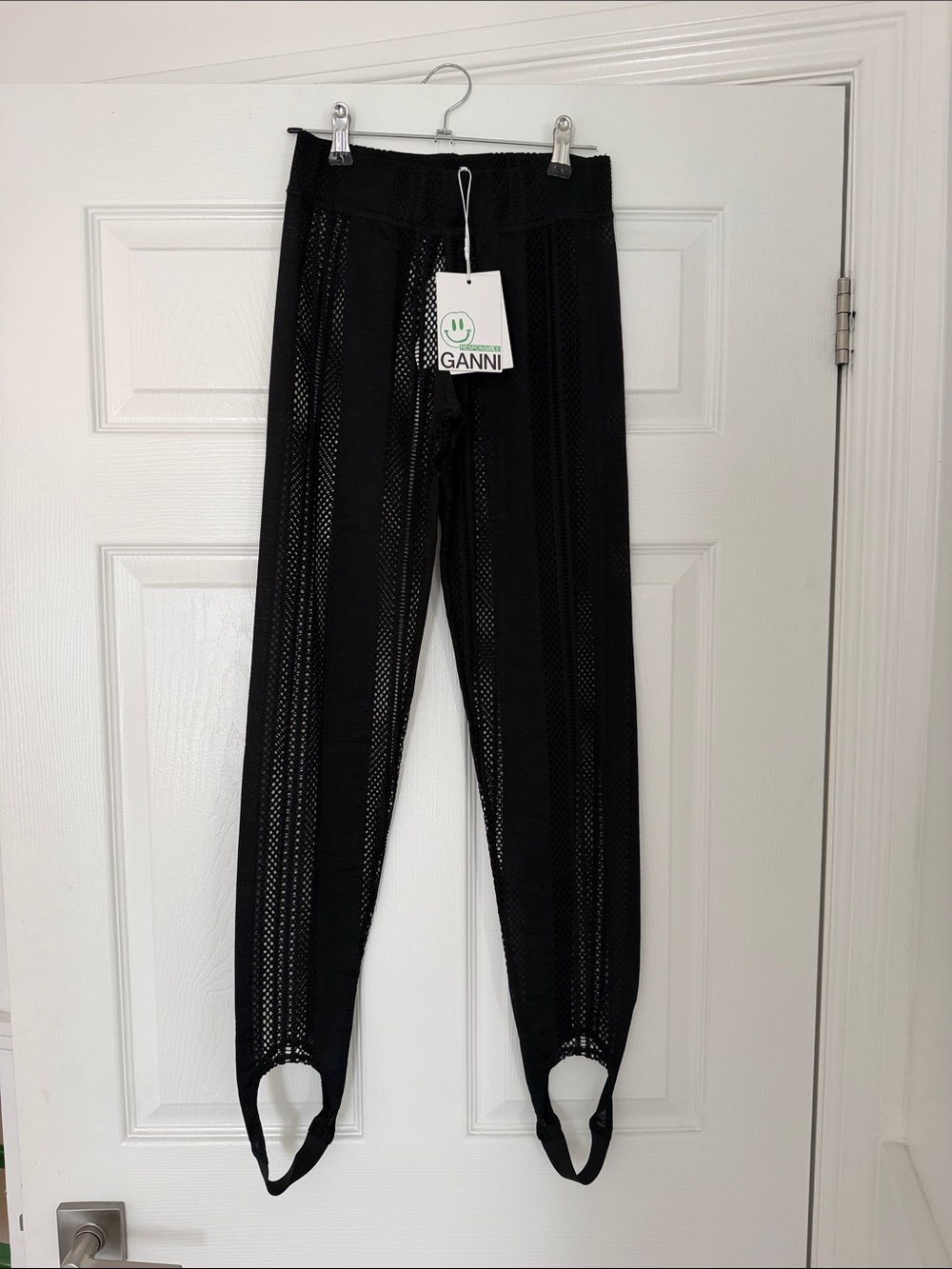 NWT GANNI Jersey and Mesh Stirrup Pants Leggings Size XXS (fits XS or S) - Picture 3 of 10